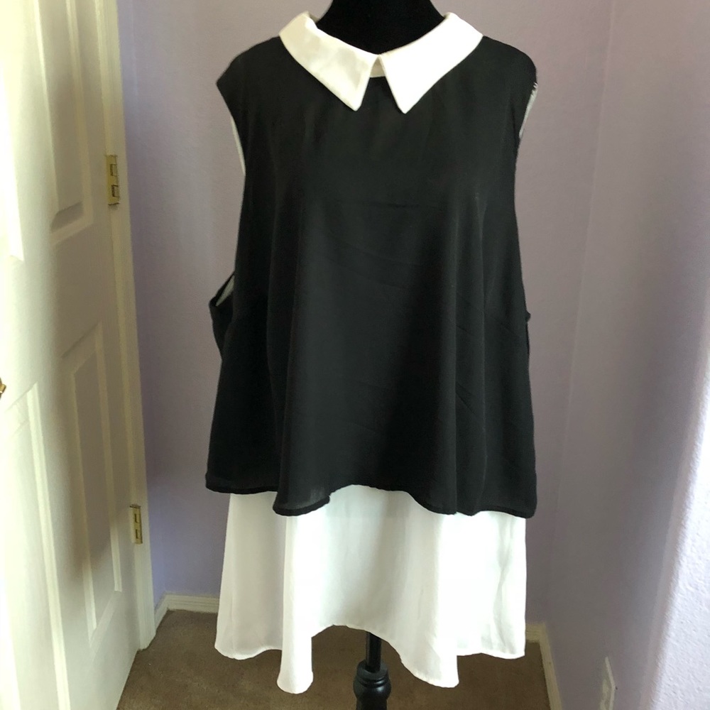 Torrid chiffon layered blouse with collar